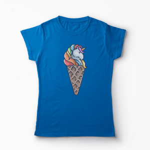 Tricou Con de Unicorn - Femei-Albastru Regal